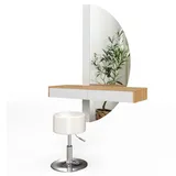 Vicco Schminktisch Melisa mit LED-Spiegel 120 x 161 cm Eiche, Weiß modern Hocker