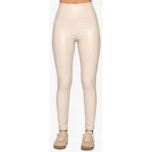 SASSYCLASSY Thermo Leggings in Lederoptik in Hellbeige | Gr.: XS