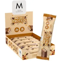 MORE Protein Bar, 10er Box Protein Riegel, 10 x 50 g, Peanut Caramel, Protein Riegel ohne Zuckerzusatz (Design kann variieren)