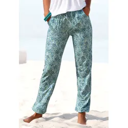 Jerseyhose VIVANCE, Damen, Gr. 34, N-Gr, grün (grün, bedruckt), Jersey, Obermaterial: 100% Viskose, geblümt, modisch, figurumspielend lang, Hosen, mit Blümchendruck und Taschen, elastischer Bund, Strandhose