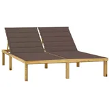vidaXL Doppel-Sonnenliege mit Taupe Auflagen 200 x 138 x 31,5-77 cm Kiefer Imprägniert