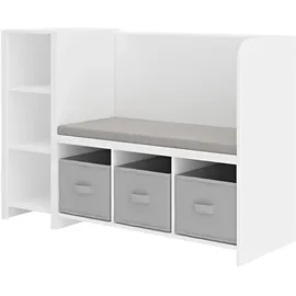 [en.casa] Sitzbank Høylandet Weiß/Grau 76 x 112 x 40 cm