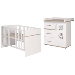 roba® Babyzimmer-Komplettset Moritz, (2-teilig), Baby-/Kinderbett 70x140 & Wickelkommode, weiß/ Luna Elm weiß