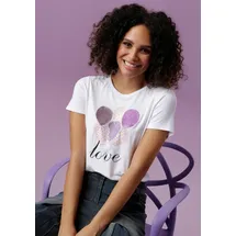 Aniston CASUAL T-Shirt mit Luftballons bedruckt Braun/Gelb/Lila/Orange/Rosa/Schwarz/Weiß 40
