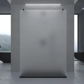 doporro Duschwand Duschtrennwand 100x200 Walk-In Dusche schwarz mit Doppel-Stabilisator aus Echtglas 8mm ESG-Sicherheitsglas Vollsatiniert inkl. NANO