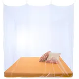 Sumkito Moskitonetz XXL Doppelbett weiß Mückennetz eckig Bettvorhang rundum geschlossen Insektenschutz