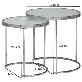 KADIMA DESIGN 2tlg Runder Glas Couchtisch Set, modernes Design mit Stauraum, platzsparend.