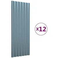 vidaXL Dachpaneele 12 Stk. Verzinkter Stahl Grau 100x36 cm