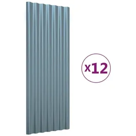 vidaXL Dachpaneele 12 Stk. Verzinkter Stahl Grau 100x36 cm