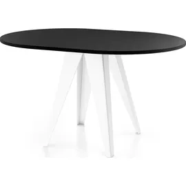 egen micha kliszczun Esstisch Glory Weiß im Industriestil - Modern, Rund - Ausziehbar von 90 cm bis 130 cm, mit Pulverbeschichteten Metallbeinen, Tisch für Kleine Kü... - Schwarz