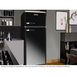 Amica KGC 15634 S Retro-Kühl-Gefrierkombination (206 l, 1440 mm hoch, Schwarz)