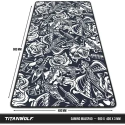 Titanwolf XXL Speed Gaming Mauspad Titanwolf Schwarz 900 x 400mm, XXL Mousepad, Tischunterlage Large Size, verbessert Präzision und Geschwindigkeit