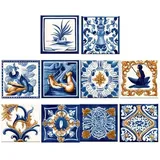 BESTOYARD 10 StüCk Marokko Fliesenaufkleber, 20x20 Cm, Wasserdicht Selbstklebend Wandsticker KüChe Bad Spritzschutz DIY Fliesenaufkleber Abziehbilder