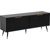 FineBuy TV Schrank 150 cm Schwarz Türen Fernsehkommode Eiche Modern