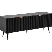 FineBuy TV Schrank 150 cm Schwarz Türen Fernsehkommode Eiche Modern