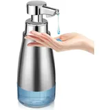 Phneems Seifenspender Automatisch Elektrischer Automatic Soap Dispenser Edelstahl Mit Sensor No Touch Sensor Automatischer Seifenspender FüR Bad,KüChe,BüRo, 450ML Silber Metall