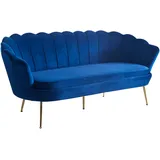 SalesFever Muschel-Sofa 3-Sitzer - Samt dunkelblau | 371855