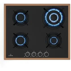 Klarstein Lumiflame Gaskochfeld | 4 Brenner | Kupferrahmen | Elektrische Zündung | 8 kW Leistung Kupfer