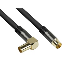 Good Connections GC-M2073 Koaxialkabel RG-6/U 2 m, IEC/Koax Stecker gewinkelt an Buchse, 4-fach geschirmt/120dB/75 Ohm, vergoldete Anschlüsse Schwarz