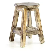 VCM Vintage Hocker geflammt 40cm