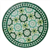 Casa Moro Gartentisch Mediterraner Gartentisch marokkanischer Mosaiktisch türkis Ø 60cm (rund mit Gestell H 73 cm Kunsthandwerk aus Marrakesch Dekorativer Bistrotisch Beistelltisch Balkontisch, MT2077), Handmade grün