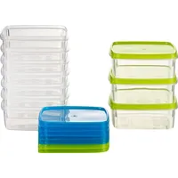 Kigima Gefrierdosen 10x0,3L quadratisch Grün & Blau – Vorratsdosen mit Deckel luftdicht – Transparente Frischhaltedosen – Aufbewahrungsbox Küche für Mealprep & Organisation – Austrian Quality