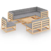 vidaXL Garten-Lounge-Set 9-tlg. grau