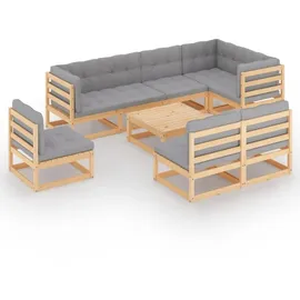 vidaXL Garten-Lounge-Set 9-tlg. grau