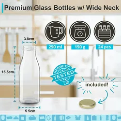 Espírito rebelde 24 leeren Glasflaschen à 250 ml mit Deckel - Glasflaschen für Saft, Milch, Grillen, Saucen