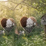 2pc Handgefertigtes Vogelnest In Herzform Aus Alpakafaser, Nachfüllbares Haus Aus Naturwollmaterial, Herz Kolibri Nistmaterialhalterung Unterschlupf, Vogel Nistmaterialien Kästen Nisthäuser Für Garten