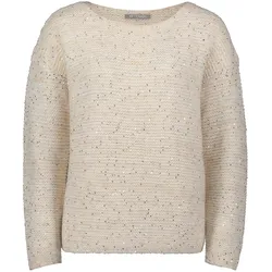 Strickpullover BETTY & CO "Betty & Co Strickpullover mit Pailletten", Damen, Gr. 44, beige, Strick, Obermaterial: 72% Polyester, 25% Polyacryl, 2% Wolle, 1% Elasthan., feminin, gerade normal, Rundhals, Langarm, Pullover, Pailletten