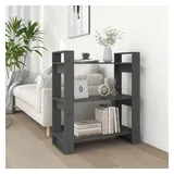 vidaXL Bücherregal/Raumteiler Grau 80x35x91 cm Massivholz Kiefer