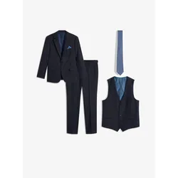 bonprix Anzug mit Weste und Krawatte (4-tlg.Set) Slim Fit, blau, 66