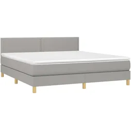 vidaXL Boxspringbett mit Matratze & LED Hellgrau 180x200 cm Stoff