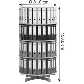 REEF Ordnerdrehsäule hellgrau bis zu 96 Ordner, Etagen einzeln drehbar, H: 158,0 cm