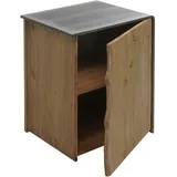 Mendler Beistelltisch HWC-L76, Kommode Nachttisch Schrank, Industrial Massiv-Holz MVG 60x50x40cm, natur mit Metall-Optik