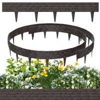 HENGMEI 30m Rasenumrandung in Braun, Blumenbeetumrandung aus Kunststoff im Kunststein-Design, Rasenumrandung, Gartenzaun-Palisaden, 30 Stück