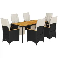 vidaXL Garten-Bistro-Set 7-tlg. Schwarz