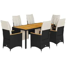 vidaXL Garten-Bistro-Set 7-tlg. Schwarz