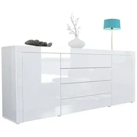 Vladon Sideboard 167 x 72 x 35 cm Weiß Hochglanz