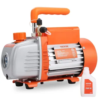Vevor Vakuumpumpe 150W Unterdruckpumpe 1-stufig Klimaanlage Pumpe 100L/min Durchfluss 1440U/min Drehzahl 0,64/0,95cm