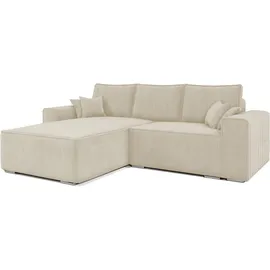 e-meubles Ecksofa mit Schlaffunktion und Bettkasten, Couch für Wohnzimmer, Schlafsofa Sofagarnitur Sofa Eckcouch L-form mit Bettfunktion 250x... - Creme