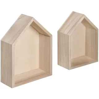 Rayher HOBBY RAYHER HOBBY Rayher 62696000 Holz Rahmen-Häuser, 2 Stück, FSC Mix Credit, 14 x 10 x 4 cm und 12,5 x 8,5 x 4 cm, zum DIY Gestalten, Beige