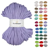 Sznurkomania, Geflochtene Baumwollkordel 5mm 100m, 46 Farben, Häkelkordel, Makramee Kordel, Makramee Garn, Premium Garn, Makramee Seil, (Lavendel)