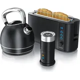 Arendo Frühstücks-Set Wasserkocher 1,7 l Schwarz