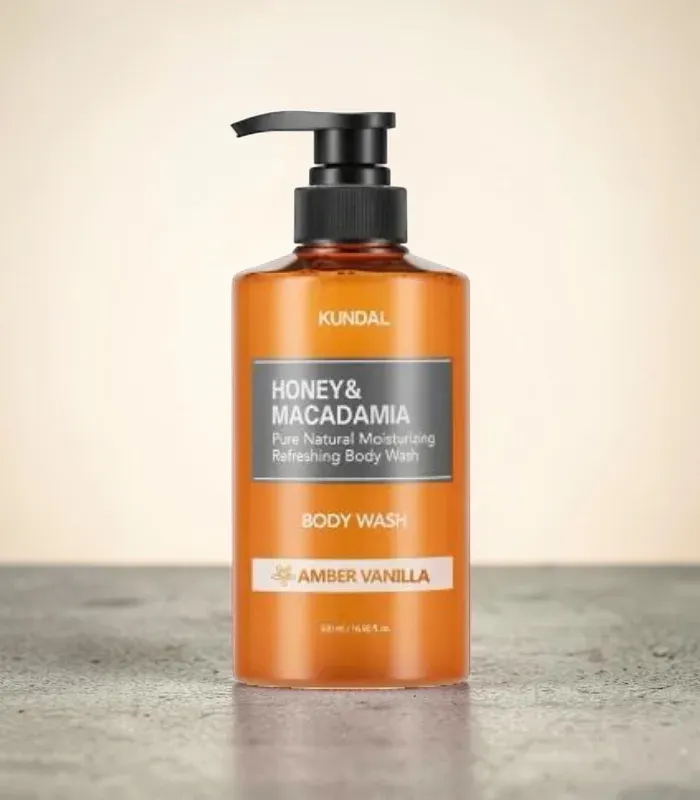 Kundal Honey & Macadamia Pure Body Wash Amber Vanilla – feuchtigkeitsspendendes Body Wash 500ml