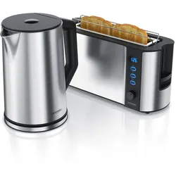 Arendo Frühstücks-Set in silber - Wasserkocher / Toaster