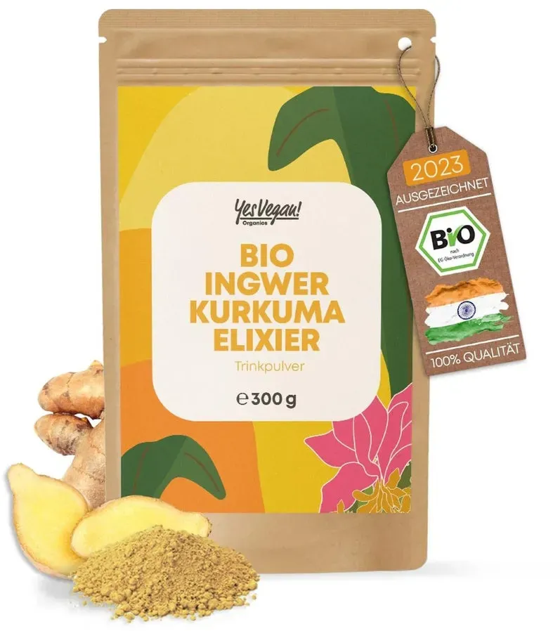 Bio Ingwer Shot mit Kurkuma - Immun Boost hochdosiert I 300 Portionen I Ingwer Kurkuma Shot Pulver 1x300 g