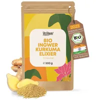 Bio Ingwer Shot mit Kurkuma - Immun Boost hochdosiert I 300 Portionen I Ingwer Kurkuma Shot Pulver 1x300 g