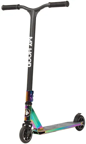 Stuntroller Kinder Regenbogen Aluminium-Deck 50x11,3 cm 110 mm Räder Chromoly-Stahl - My Hood Trick HX11 - ABEC-9, Flexbremse